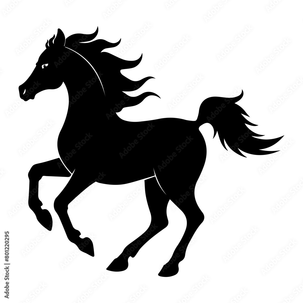 Silhouette of a running horse. Vector illustration isolated on white background.