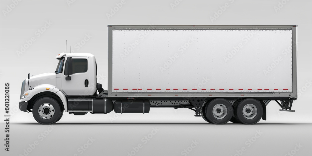 Side view of modern white truck in white background Side view of modern white truck in white background
