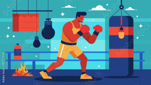 A boxer trains in a hot stuffy gym using the discomfort to build mental resilience and prepare for the intense environment of a match.