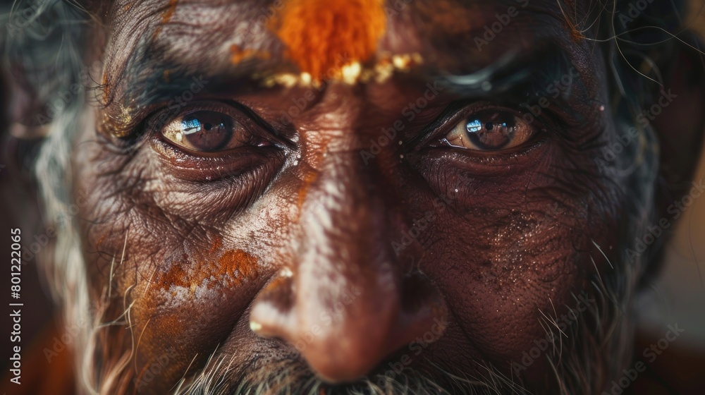 Macro shot of an Indian man Macro shot of an Indian man