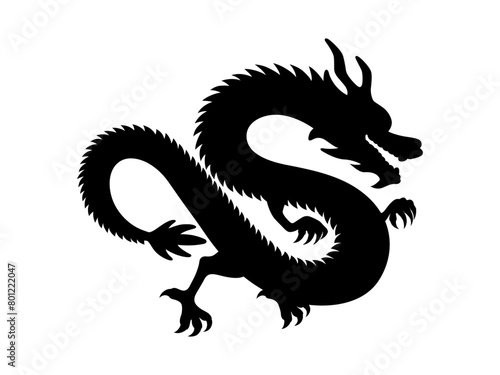 vector graphic illustration of design abstract dragon snake in black on a white background
