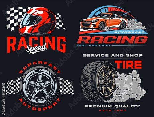 Speed racing colorful set stickers