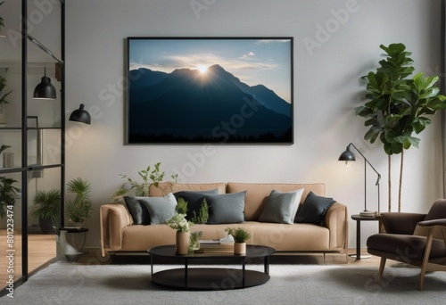 living room frame mockup   modern wall