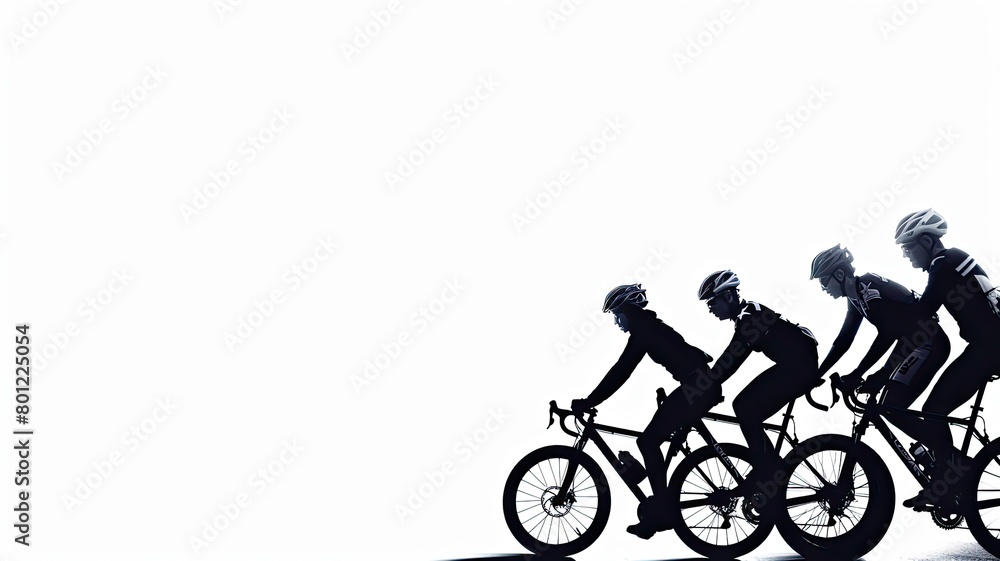 Obraz premium cyclists silhouette on white background