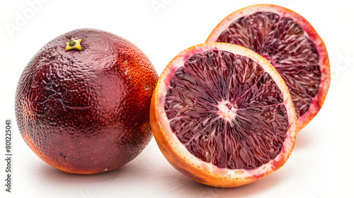 Whole tasty blood orange fruit on white background