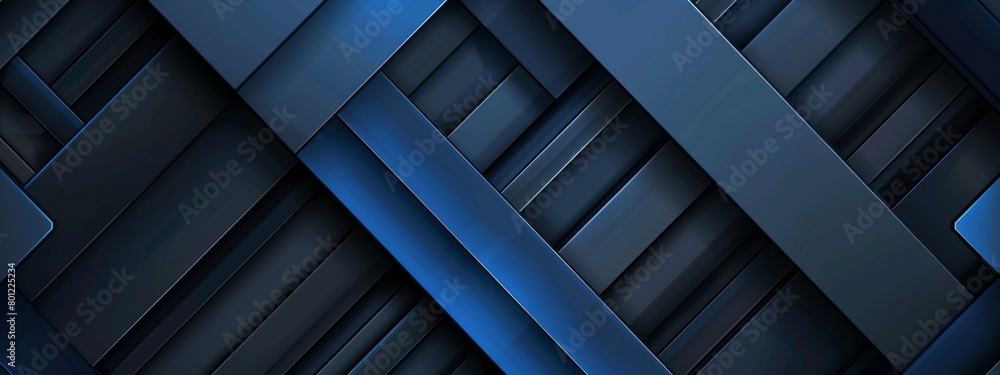 Fototapeta premium Abstract geometric black gray 3d texture wall with squares and square cubes background banner illustration with blue glowing lights, textured wallpaper.