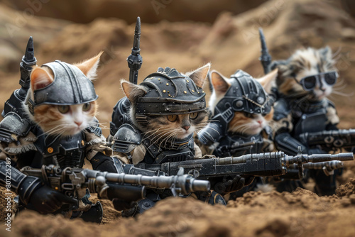 Science fiction soldier warrior cats. © Melvillian