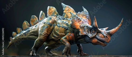 Vibrant D Rendering of a Styracosaurus Showcasing its Majestic Presence in the Jurassic Era