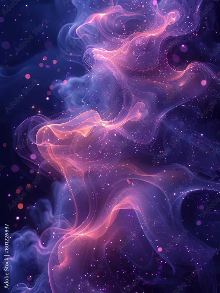 Fototapeta premium A beautiful abstract painting of a nebula. The colors are vibrant and the shapes are fluid. The painting has a sense of mystery and wonder.