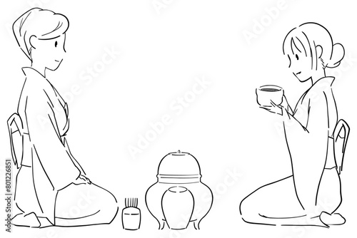 抹茶を本格的に楽しむ女性たち