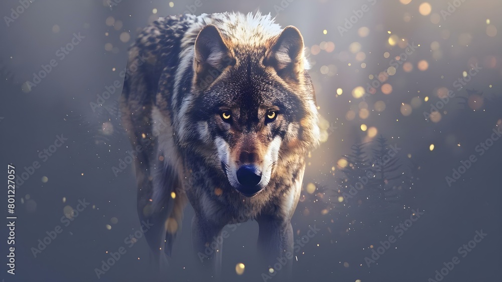 A solitary wolf in the forest displaying aggression and prepared to strike . Concept Wildlife Photography, Forest Scenes, Aggressive Animals A solitary wolf in the forest displaying aggression and prepared to strike . Concept Wildlife Photography, Forest Scenes, Aggressive Animals