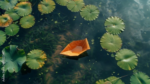 Lotus Leaves and a Floating Lantern