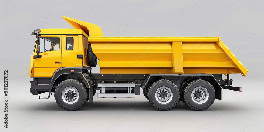 Side view of modern yellow dump truck Side view of modern yellow dump truck
