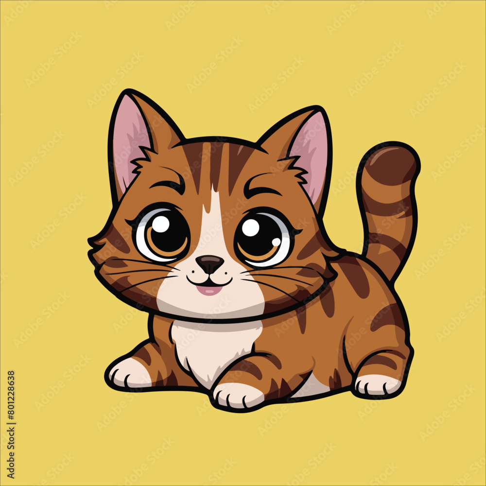 Cat Stickers Vector - Happy Cat Sticker Vector Cat Stickers Vector - Happy Cat Sticker Vector