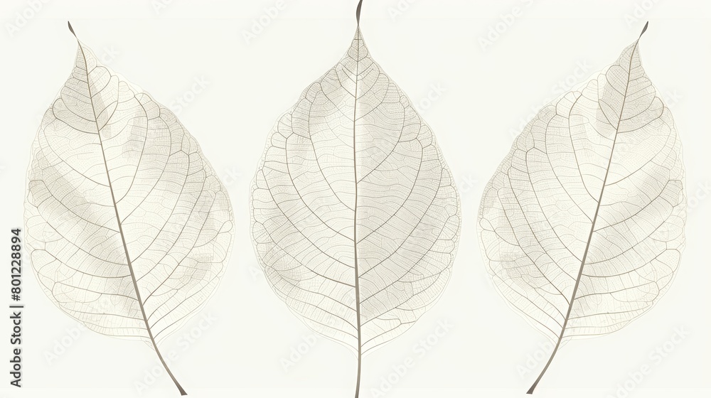 Monochrome Transparent Leaves with Detailed Veins Monochrome Transparent Leaves with Detailed Veins