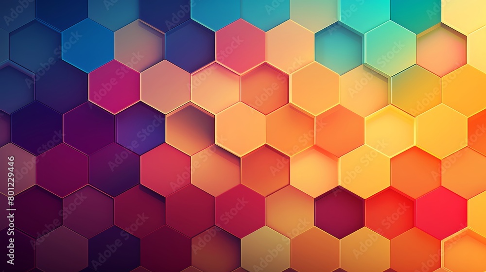 Graphic of basic shapes hexagons and rectangles in vivid colors . Graphic of basic shapes hexagons and rectangles in vivid colors .