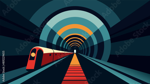A train hurtling through tunnels of light and darkness representing the ups and downs of our mental states..