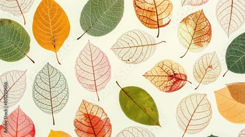 Colorful Assortment of Translucent Autumn Leaves