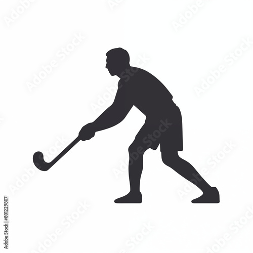 Silhouette of Hockey Player in Action, Classic Monochrome Style