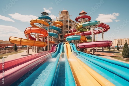 Many colorful slide in water park © kenkuza