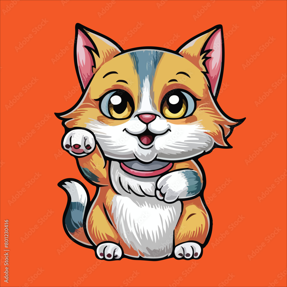 Cat Stickers Vector - Happy Cat Sticker Vector Cat Stickers Vector - Happy Cat Sticker Vector