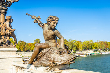 Leinwandbilder Pont Alexandre III Bronzestatue der Pont Alexandre III  © JeanLuc Ichard