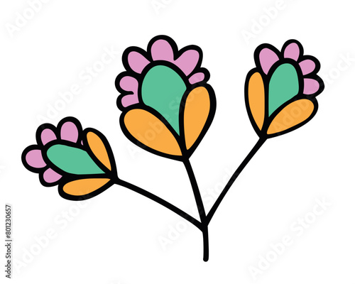 Fancy magical colorful flower. Graphic doodle fairy flower