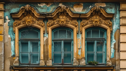 Vintage doors in historical buildings of Prague city in Czech Republic in Europe.