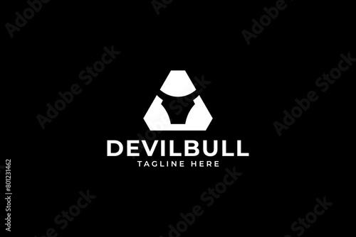 triangle with bull head horn negative space logo design for professional corporate company business