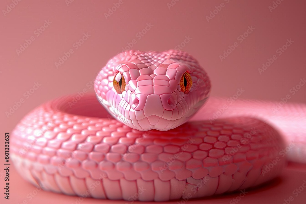 Fototapeta premium A beautiful, lifelike ing of a pink snake