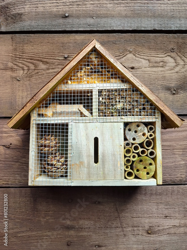 Ein kleines Insektenhotel oder Bienenhotel photo