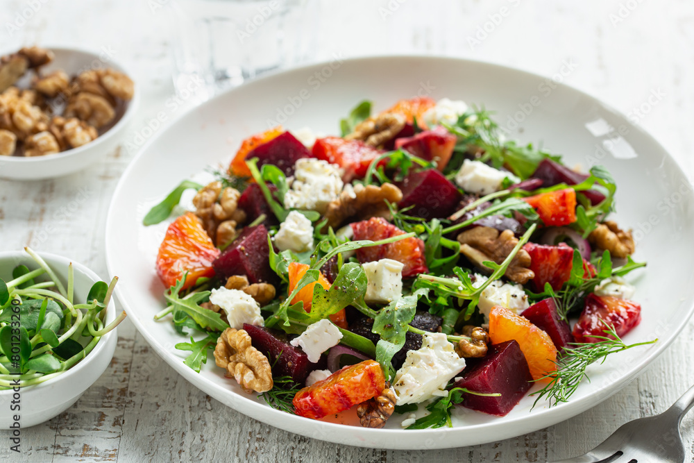  blood orange, beetroot, feta and walnut salad