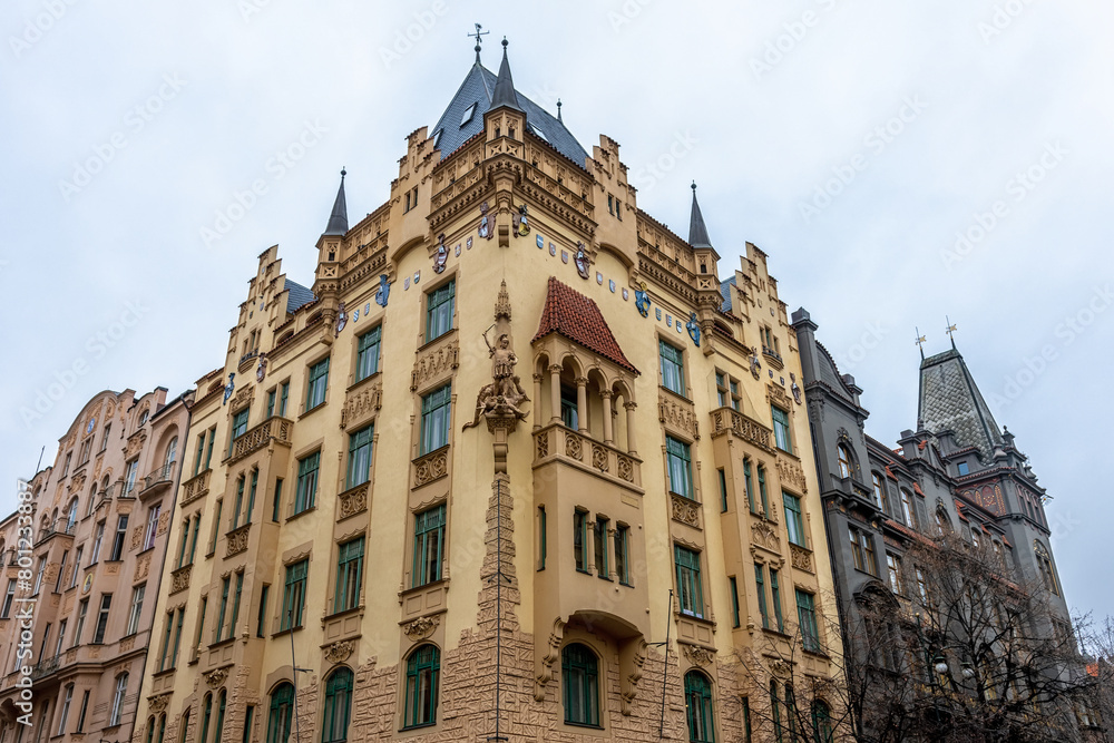 View of old building in Prague, Czech Republic.