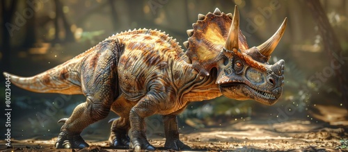 Protoceratops Fossil Reconstruction D Rendering Showcases Prehistoric Herbivores Majestic Presence