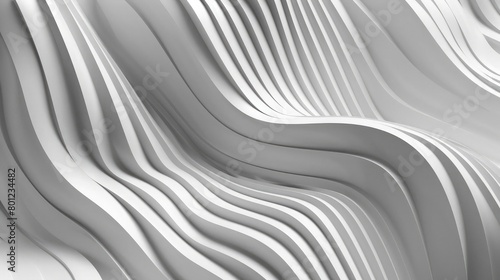 Abstract white and gray background for presentation and design with dynamic wavy lines, template for business banner, Abstract stripes waves pattern background, 3d rendering