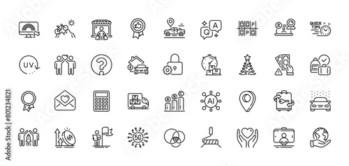 Lock, Delivery truck and Car wash line icons pack. AI, Question and Answer, Map pin icons. Excise duty, Love letter, Parking place web icon. Vector