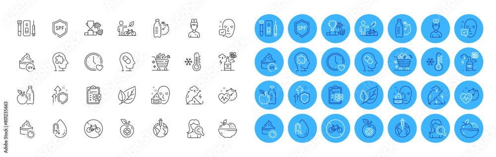 No alcohol, Uv protection and Eye checklist line icons pack. Eco bike, Stress protection, Improving safety web icon. Face accepted, Leaf, Fitness water pictogram. Bicycle prohibited. Vector No alcohol, Uv protection and Eye checklist line icons pack. Eco bike, Stress protection, Improving safety web icon. Face accepted, Leaf, Fitness water pictogram. Bicycle prohibited. Vector