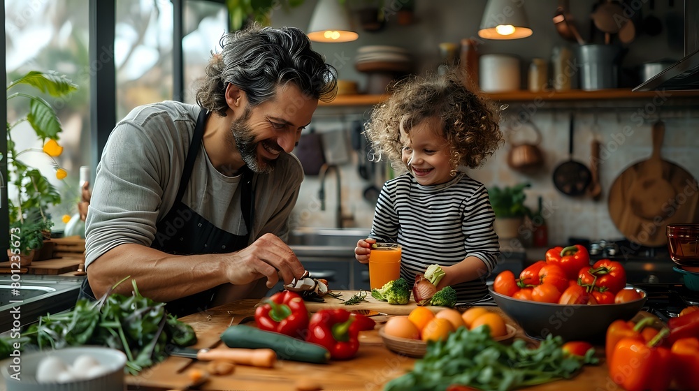 Vibrant Family Interaction with Healthy Food Vibrant Family Interaction with Healthy Food