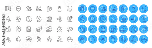 No alcohol, Uv protection and Eye checklist line icons pack. Eco bike, Stress protection, Improving safety web icon. Face accepted, Leaf, Fitness water pictogram. Bicycle prohibited. Vector