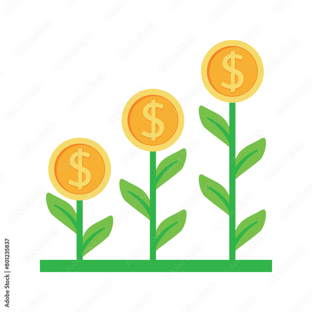 Growth Money Tree Coin Plant in USD Currency Vector Illustration Growth Money Tree Coin Plant in USD Currency Vector Illustration