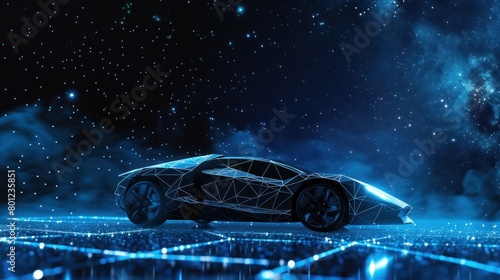 Futuristic sports car. Neon concept. photo