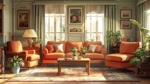 Cozy Living Room Intimacy: An illustration depicting the intimacy of a cozy living room © MAY