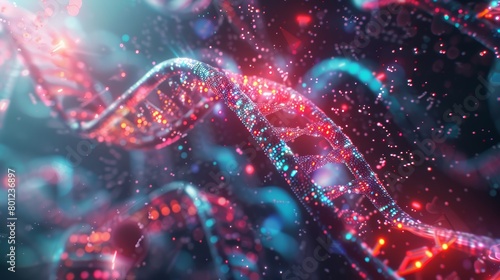 High-quality image depicting the realistic process of next-generation DNA sequencing, focusing on the complex arrays and bioinformatics data involved