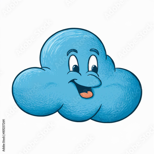 A cartoon illustration of a threedimensional blue cloud
