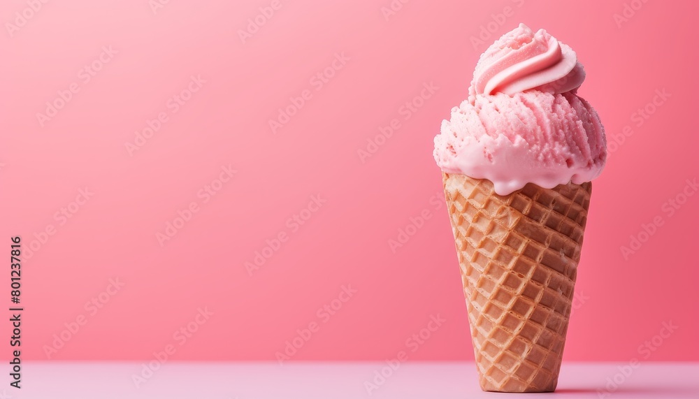 Scrumptious strawberry ice cream cone. Scrumptious strawberry ice cream cone.