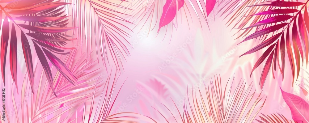 bright tropical summer background with pink palm leaves. fashionable summer concept. banner or advertising poster bright tropical summer background with pink palm leaves. fashionable summer concept. banner or advertising poster
