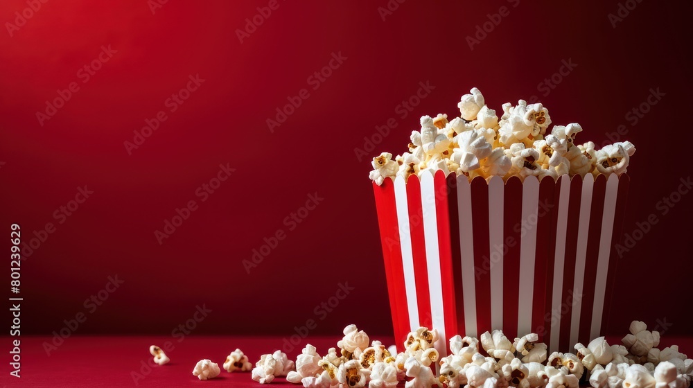 Popcorn in a red and white striped bag