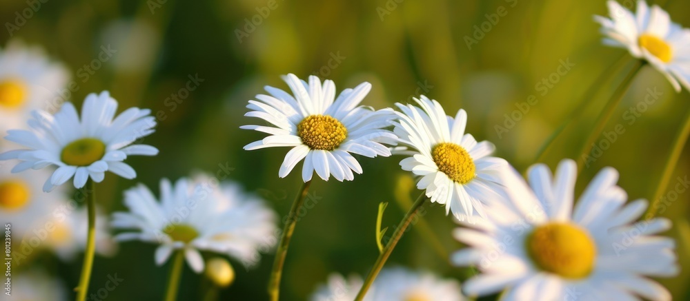 white daisies in the summer garden.