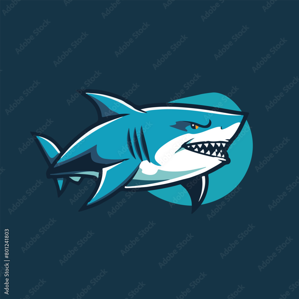 Fototapeta premium Angry shark mascot vector illustration