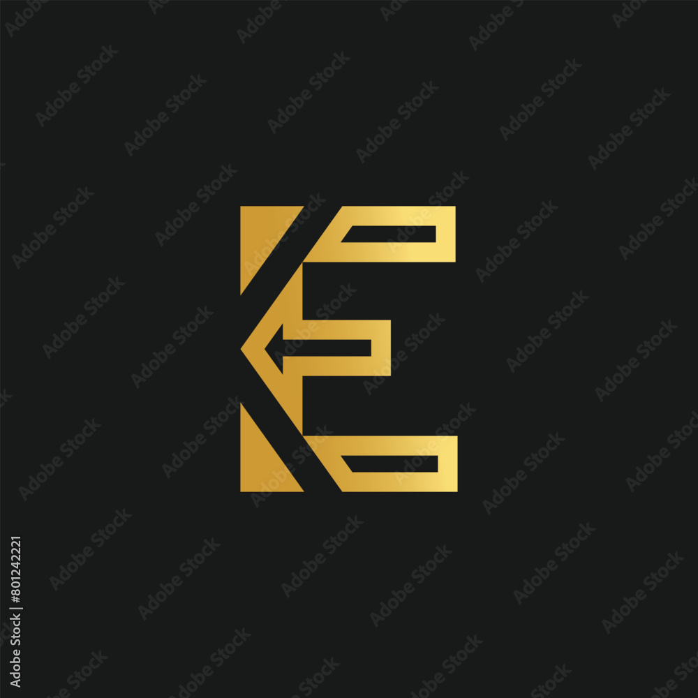 Letter E logo design vector with creative illustration and golden gradient concept Letter E logo design vector with creative illustration and golden gradient concept